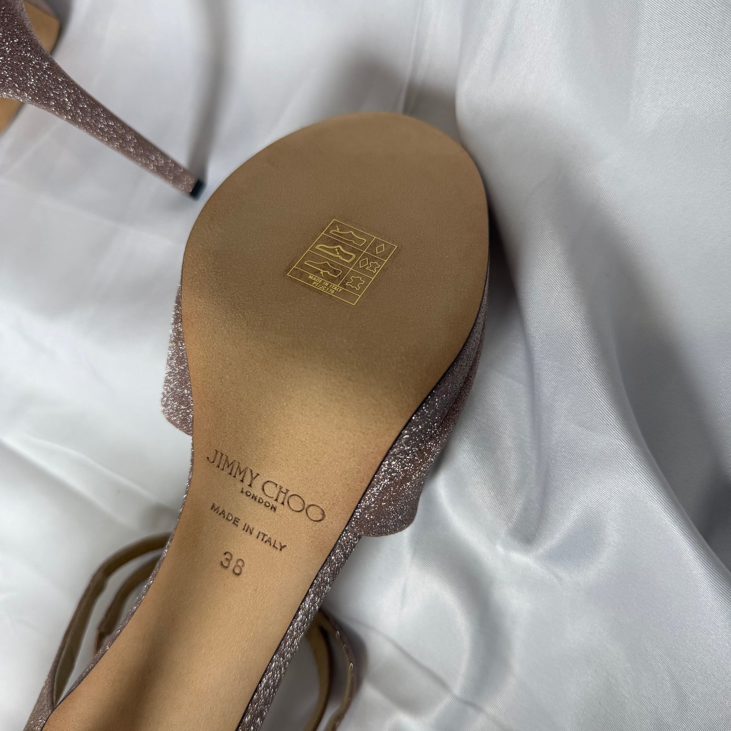 Jimmy Choo Rose Gold Glitter Heels
