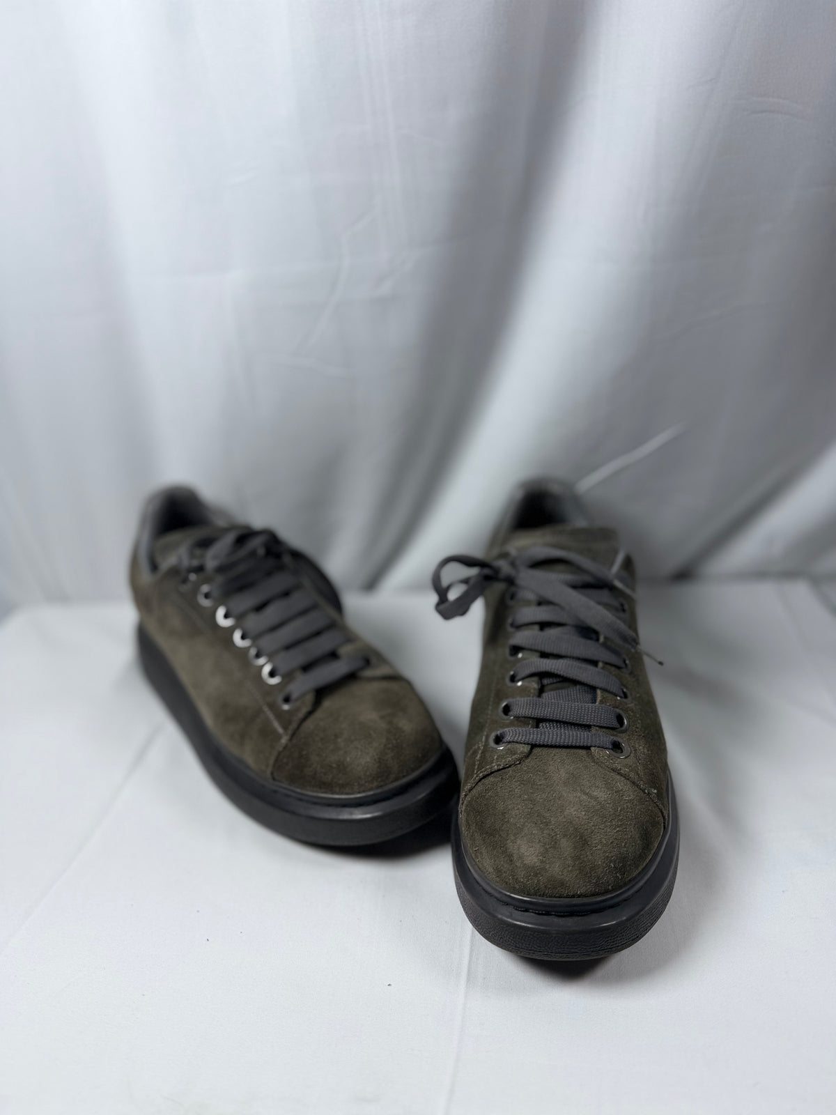 Alexander McQueen Men’s Green Suede and Grey Sneakers