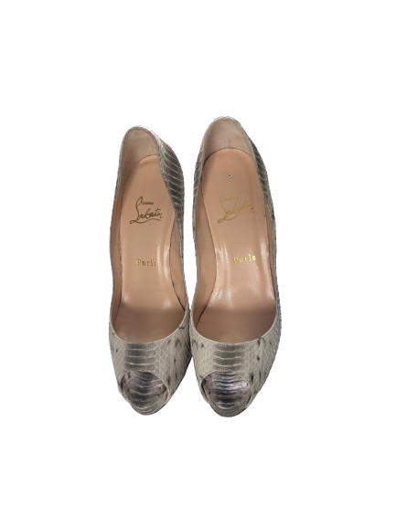 Christian Louboutin Grey Snake Skin Stiletto ￼