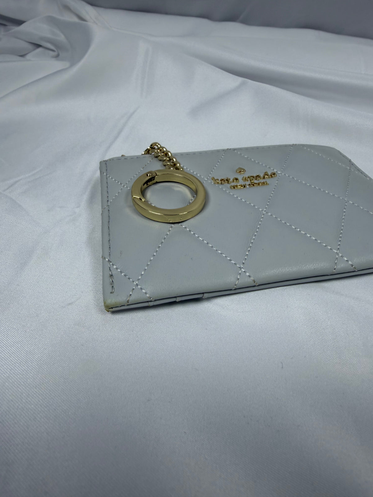 Kate Spade Grey Quilted Leather Card Holder