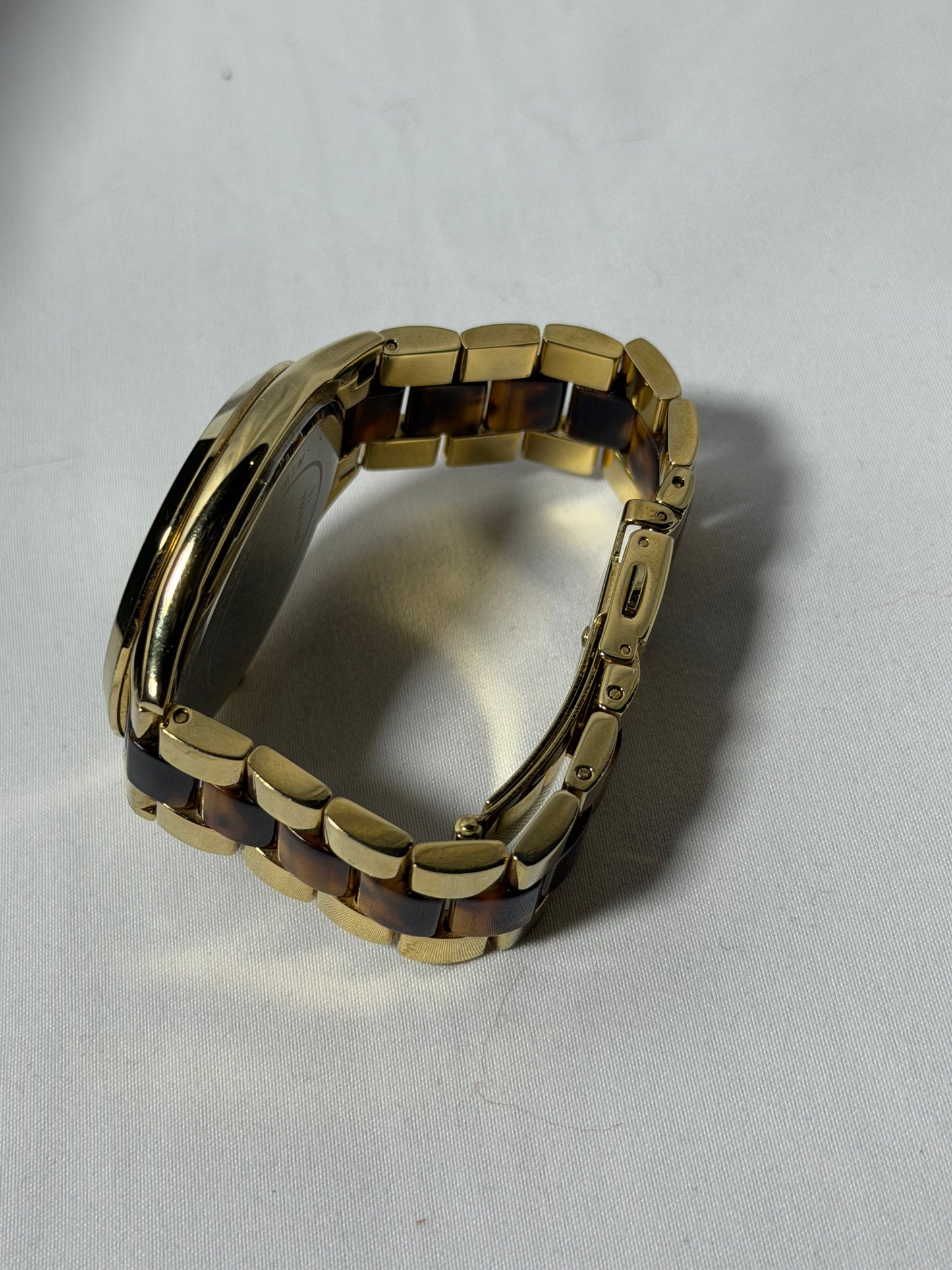 Michael Kors Gold and Tortoise Print Watch