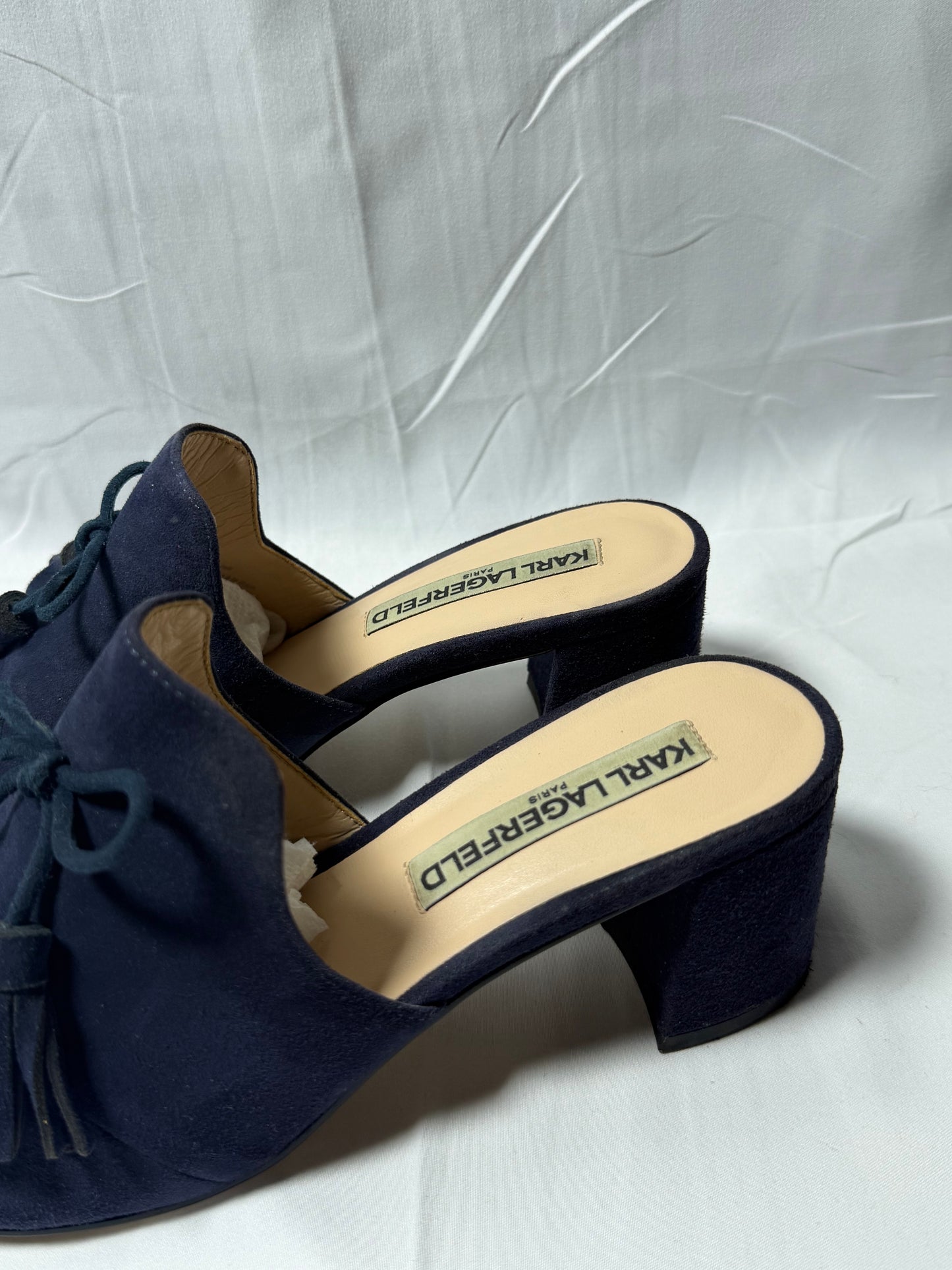 Karl Lagerfeld Blue Suede Open Toe Shoes