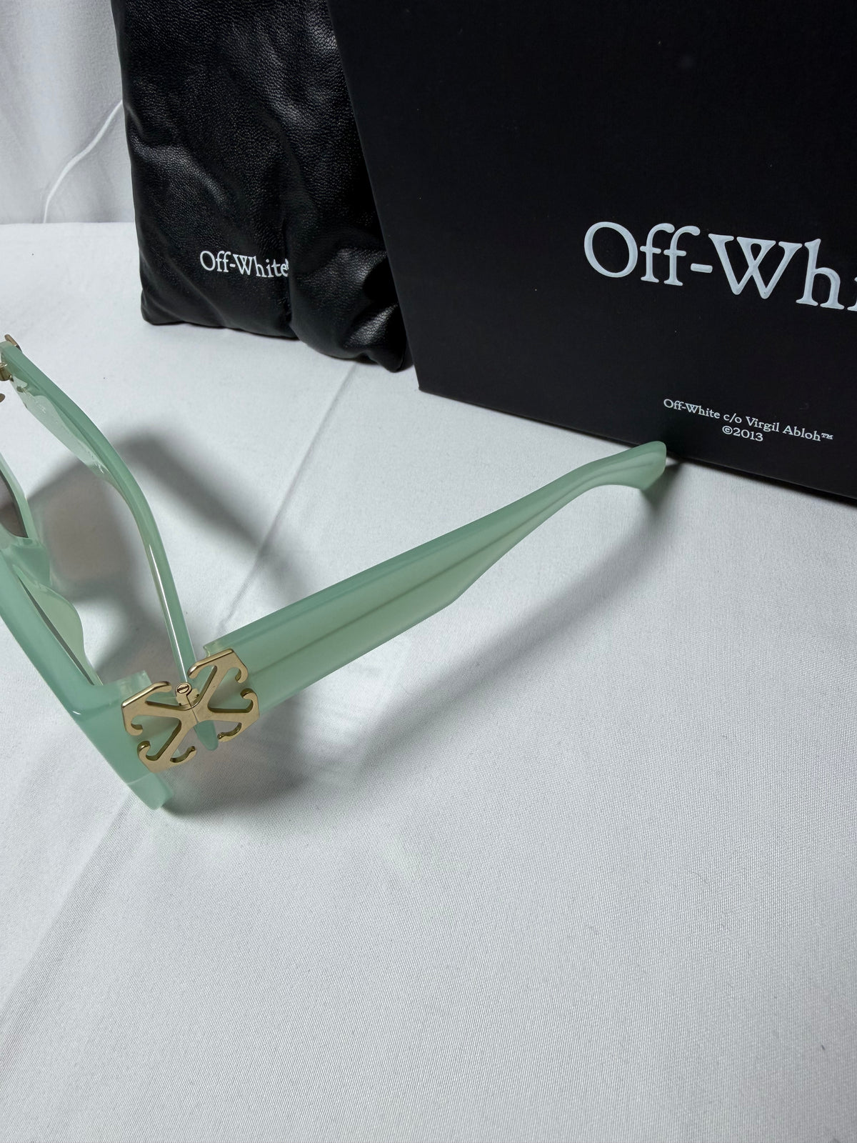 Off-White 52MM Mystic Square Sage Green Sunglasses Brand New