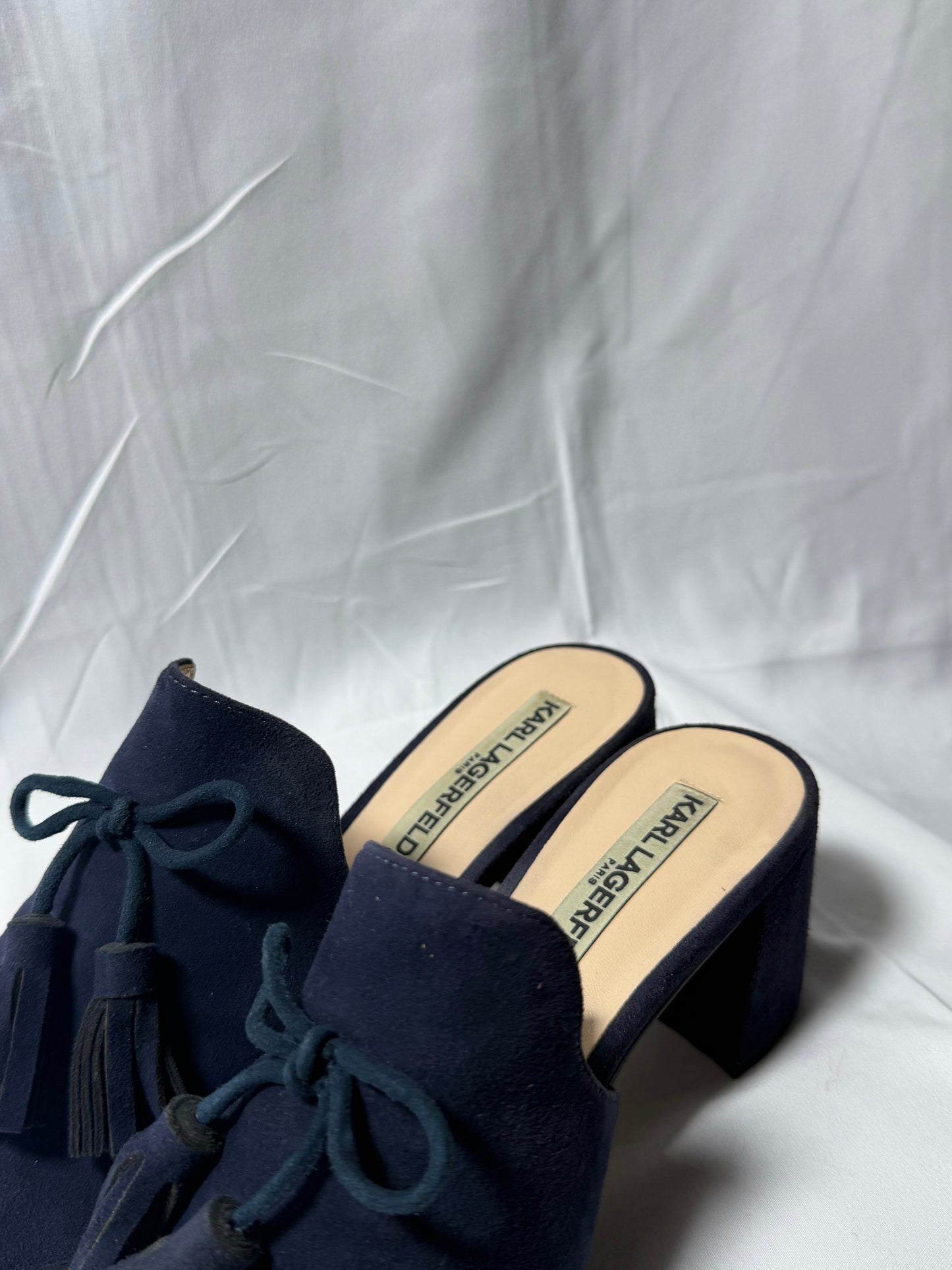Karl Lagerfeld Blue Suede Open Toe Shoes