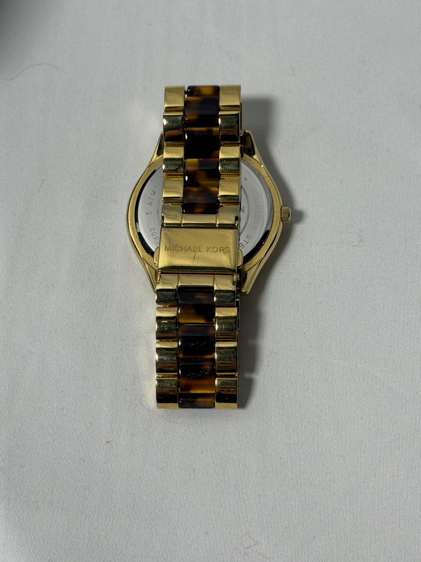 Michael Kors Gold and Tortoise Print Watch