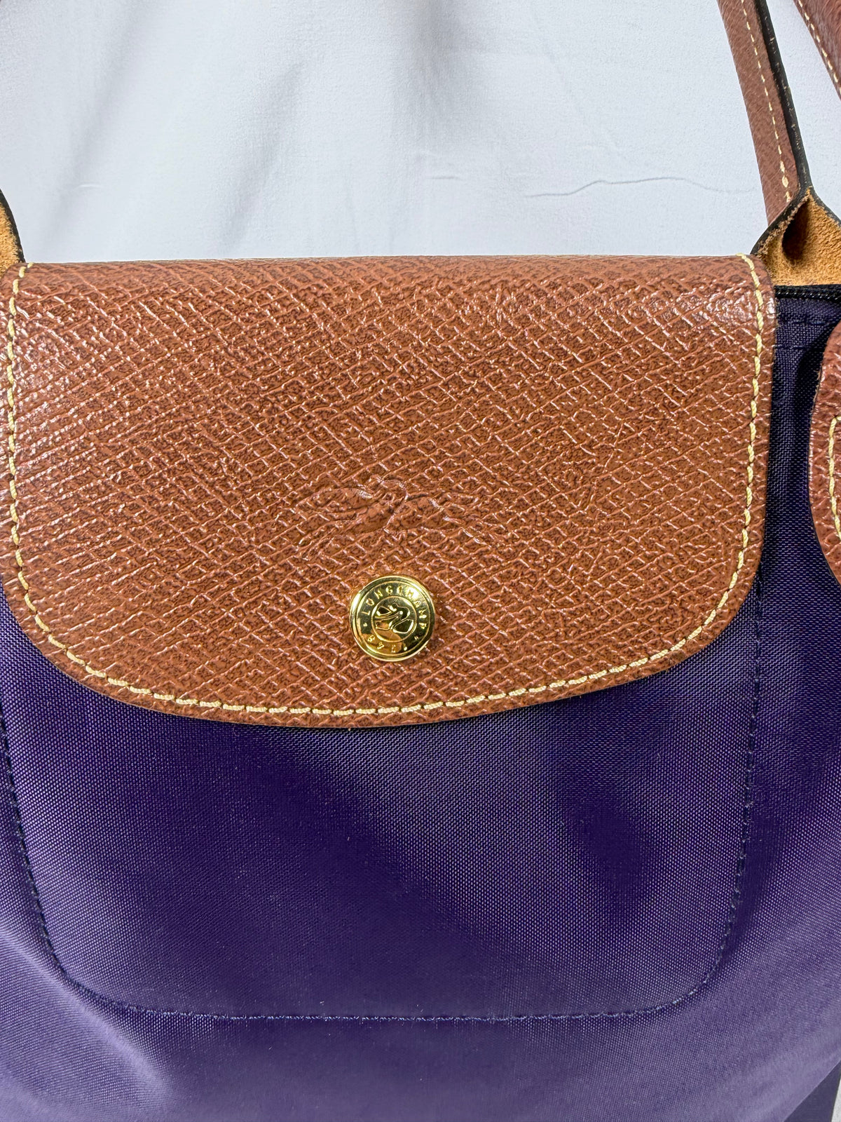 Longchamp Navy Blue/Purple Le Pliage Tote Bag