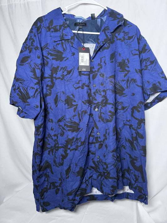 Ted Baker Mens Short Sleeve Button Down Black and Blue Shirt Brand New