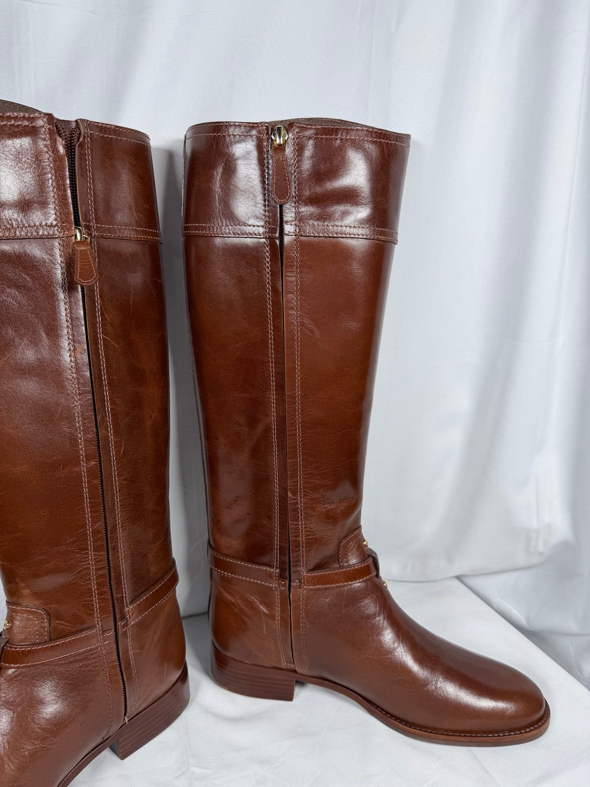 Tory Burch Almond Leather Eloise Riding Boots