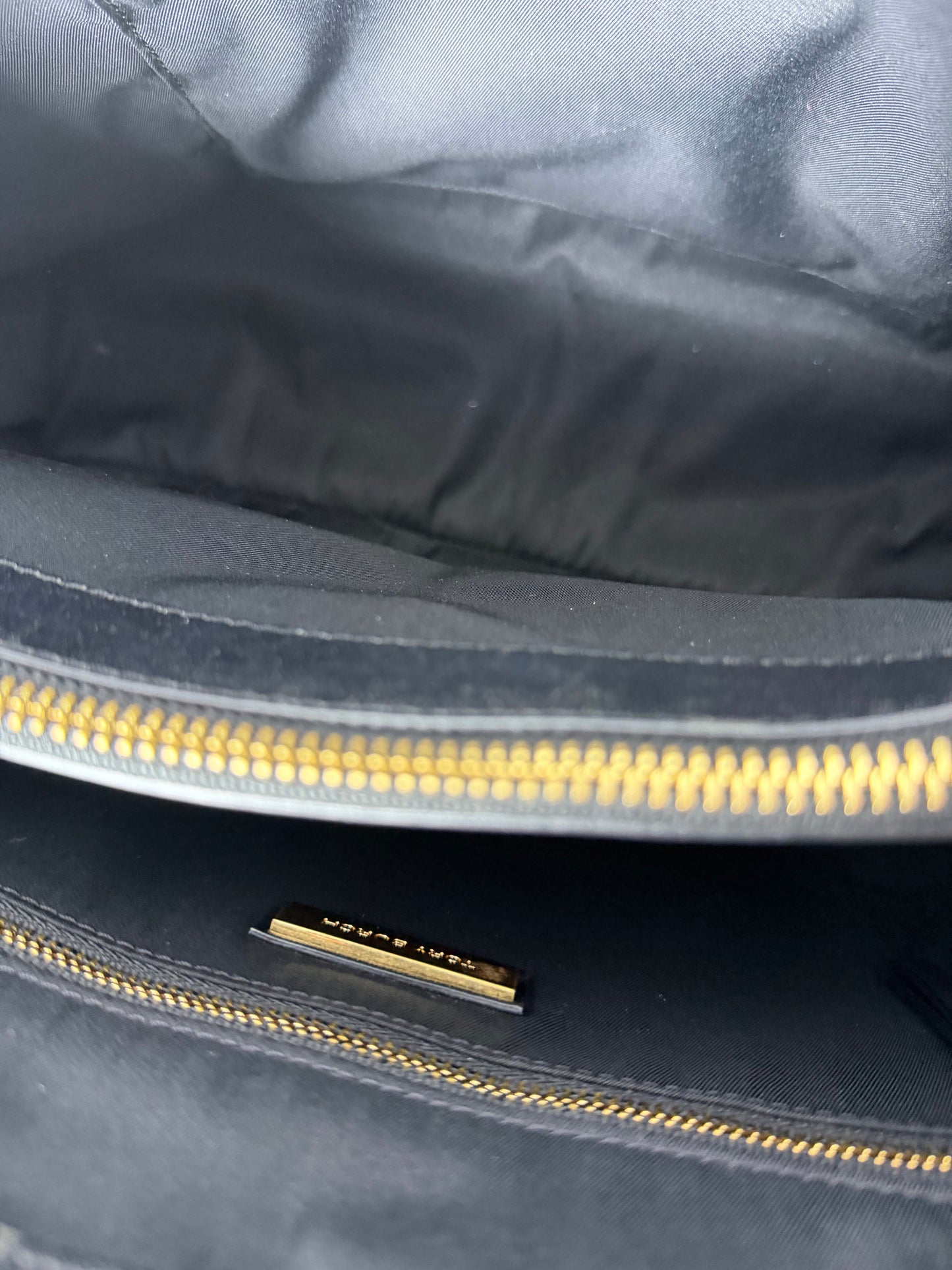 Tory Burch Black Qulited Leather Fleming Tote Bag