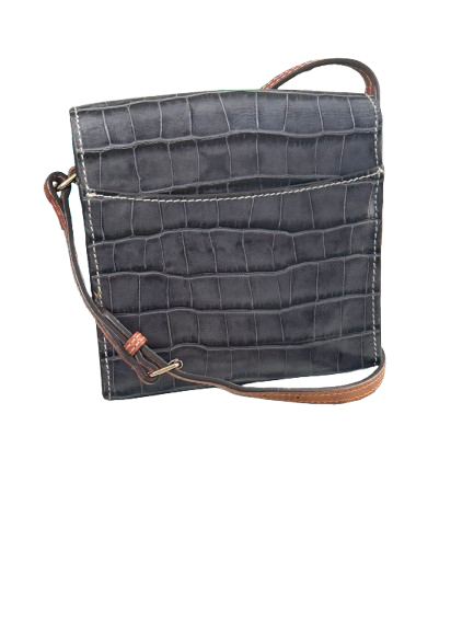 Dooney & Bourke Croc Embossed Square Crossbody in Charcoal