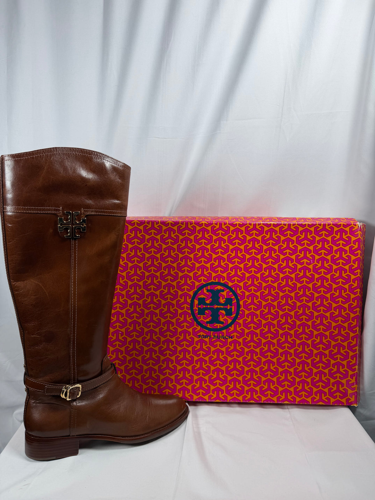 Tory Burch Almond Leather Eloise Riding Boots