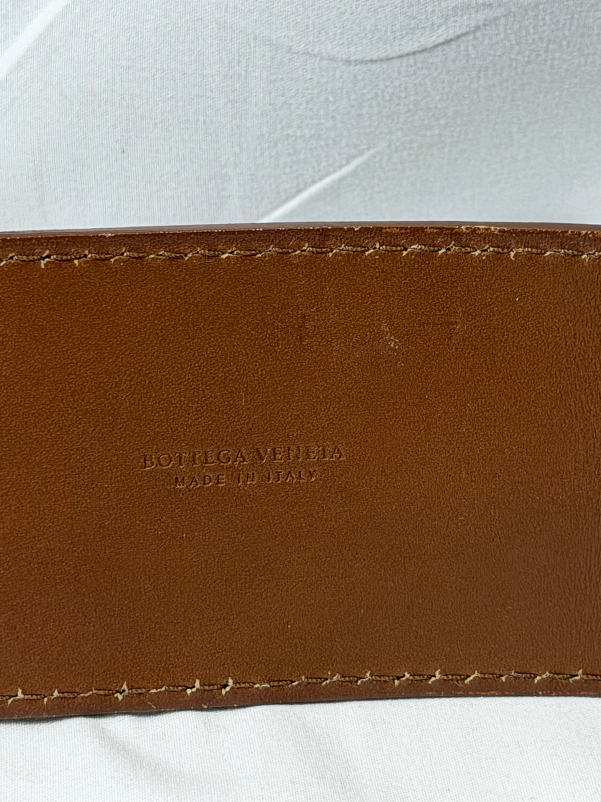 Bottega Veneta Brown Leather Belt with Silver Buckle