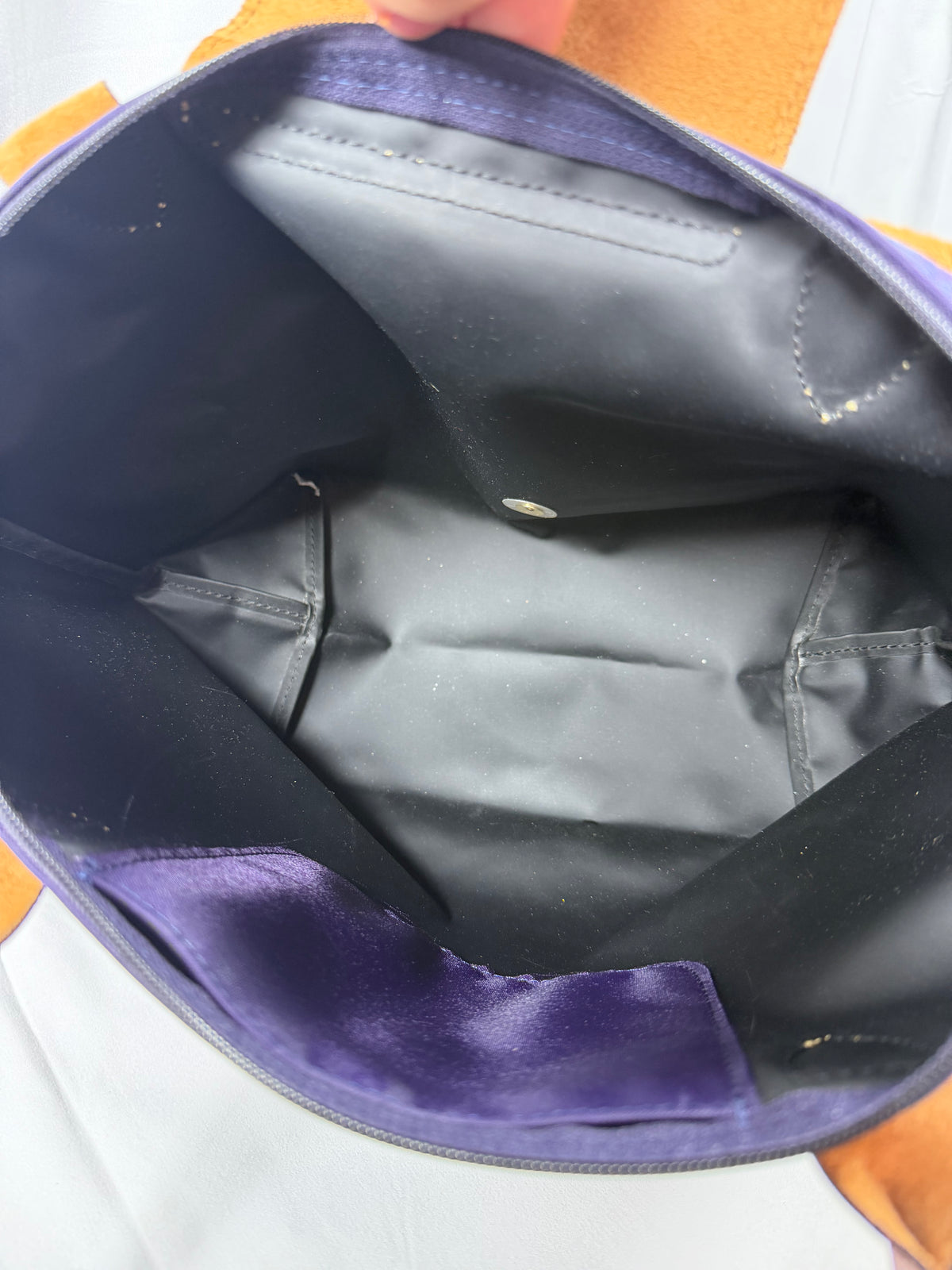 Longchamp Navy Blue/Purple Le Pliage Tote Bag