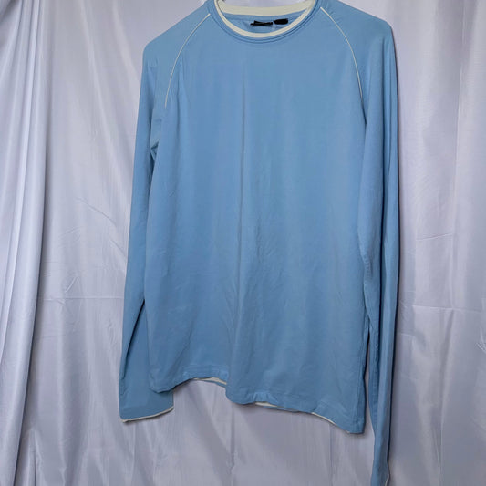 Hugo Boss Blue and White Long Sleeve Shirt