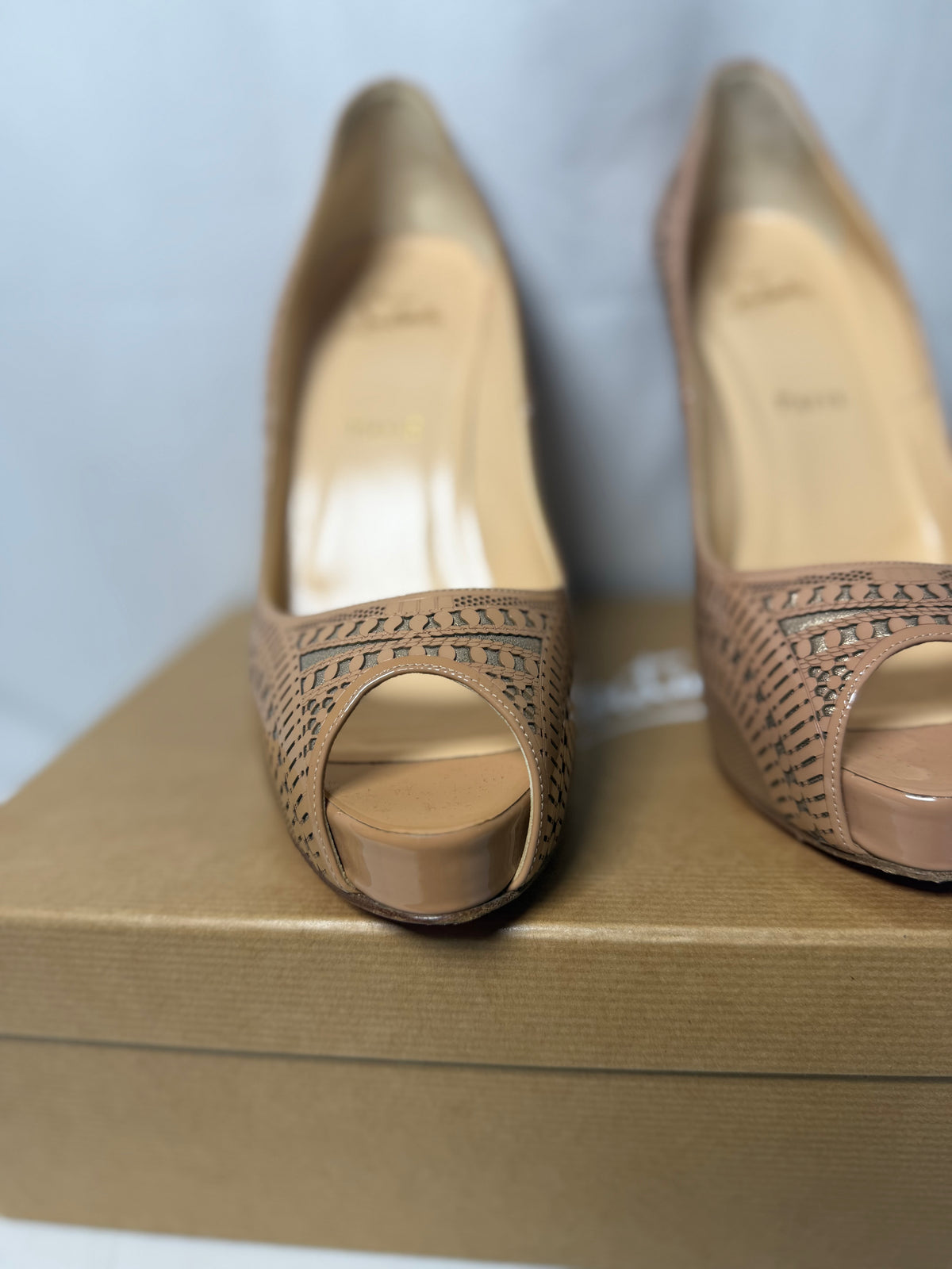 Christian Louboutin Suellena 120 Patenet/Suede Burma Size 39