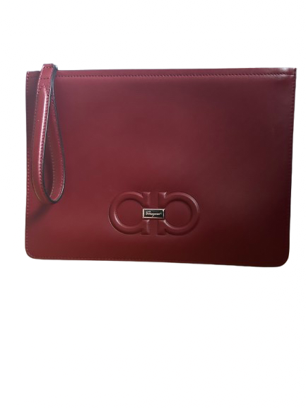 Salvatore Ferragamo Large Burgundy Leather Wristlet￼