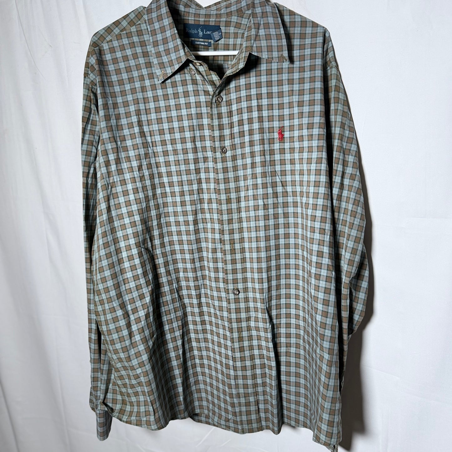 Ralph Lauren Brown and Blue Button Down