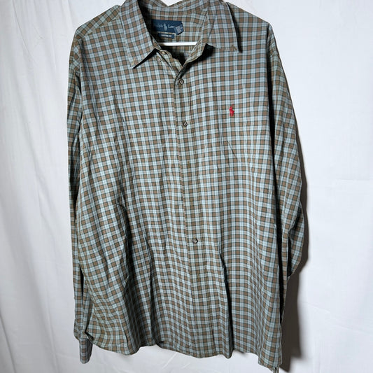 Ralph Lauren Brown and Blue Button Down