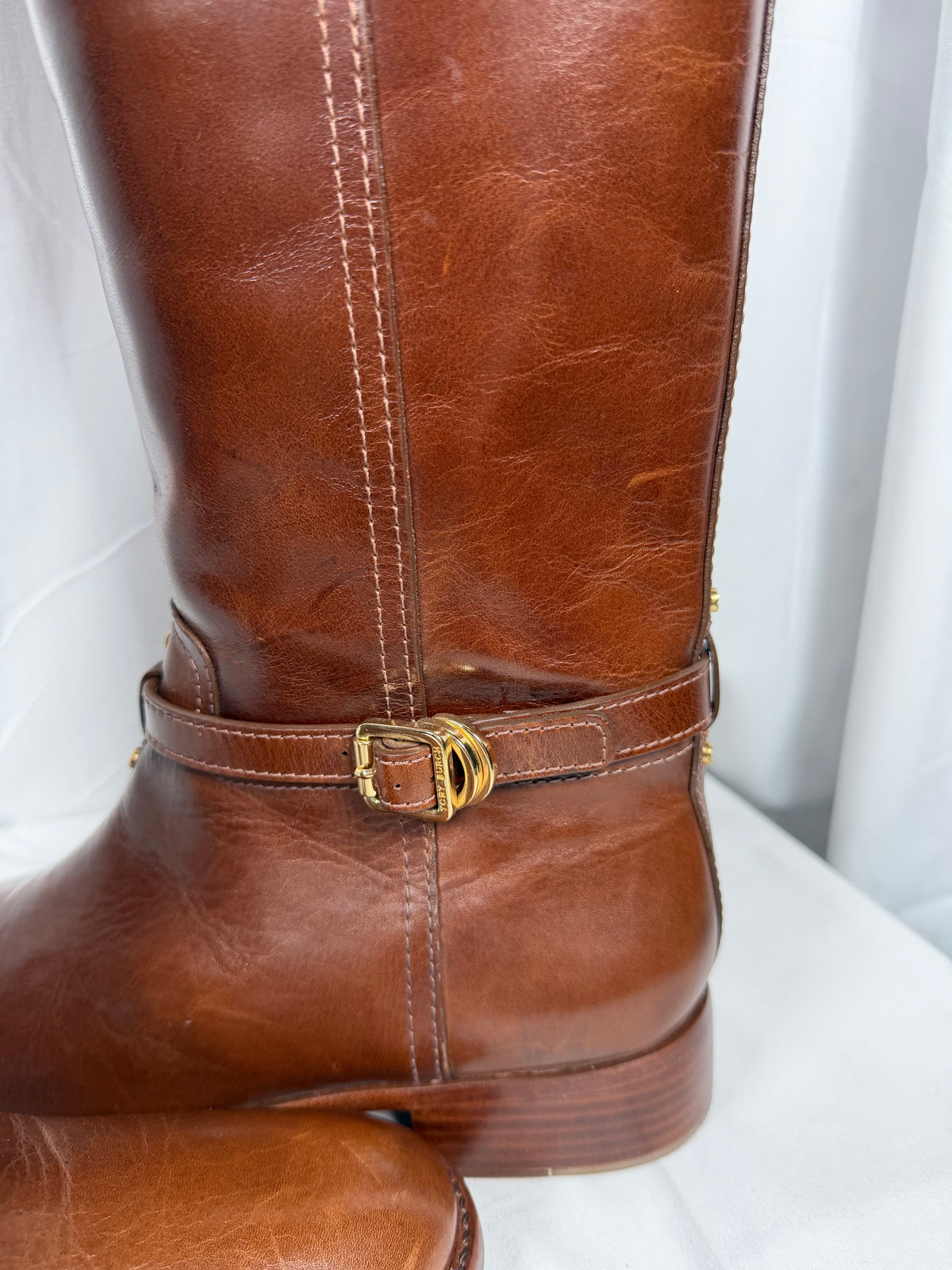 Tory Burch Almond Leather Eloise Riding Boots