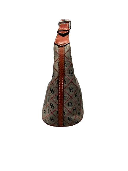 Dooney and Bourke Grey and Red Canvas Hobo Bucket Bag