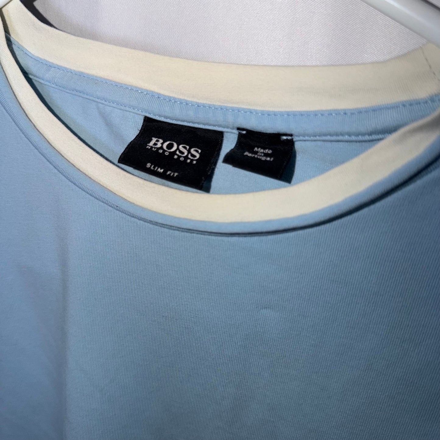 Hugo Boss Blue and White Long Sleeve Shirt