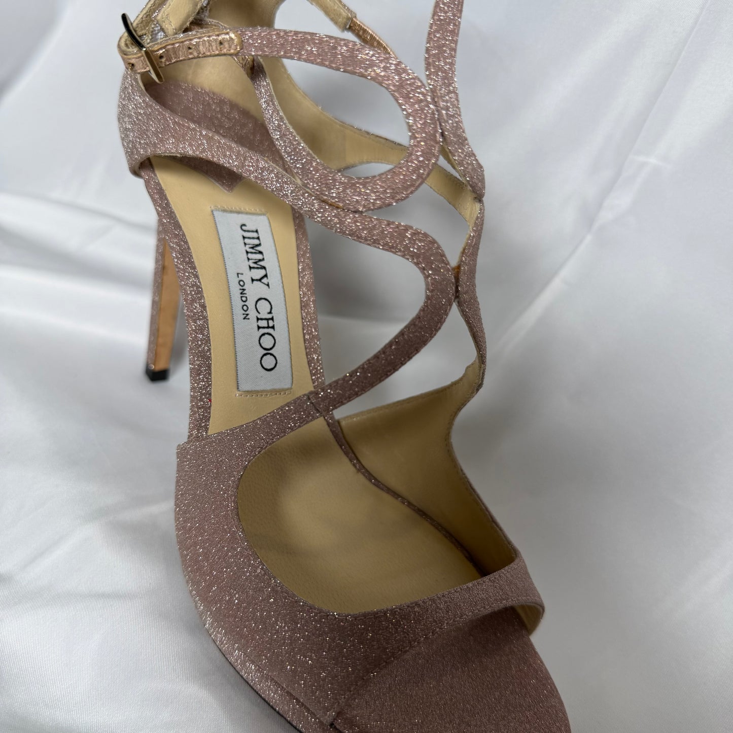 Jimmy Choo Rose Gold Glitter Heels