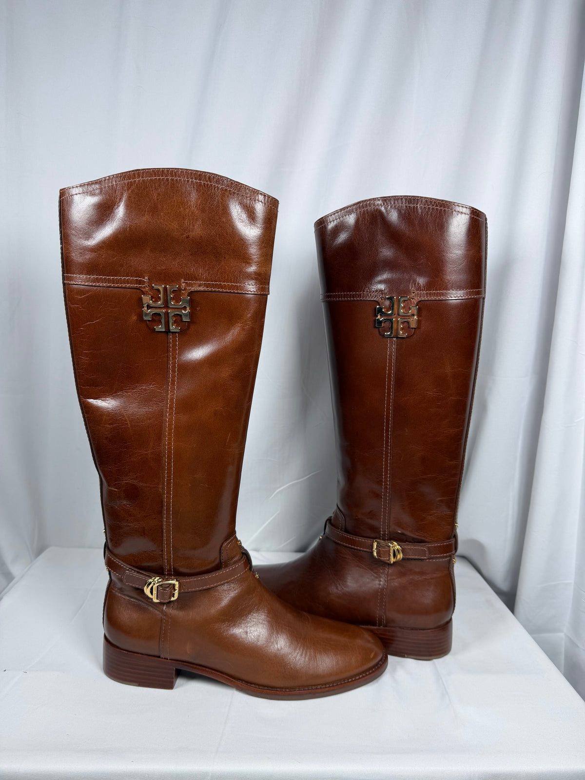 Tory Burch Almond Leather Eloise Riding Boots