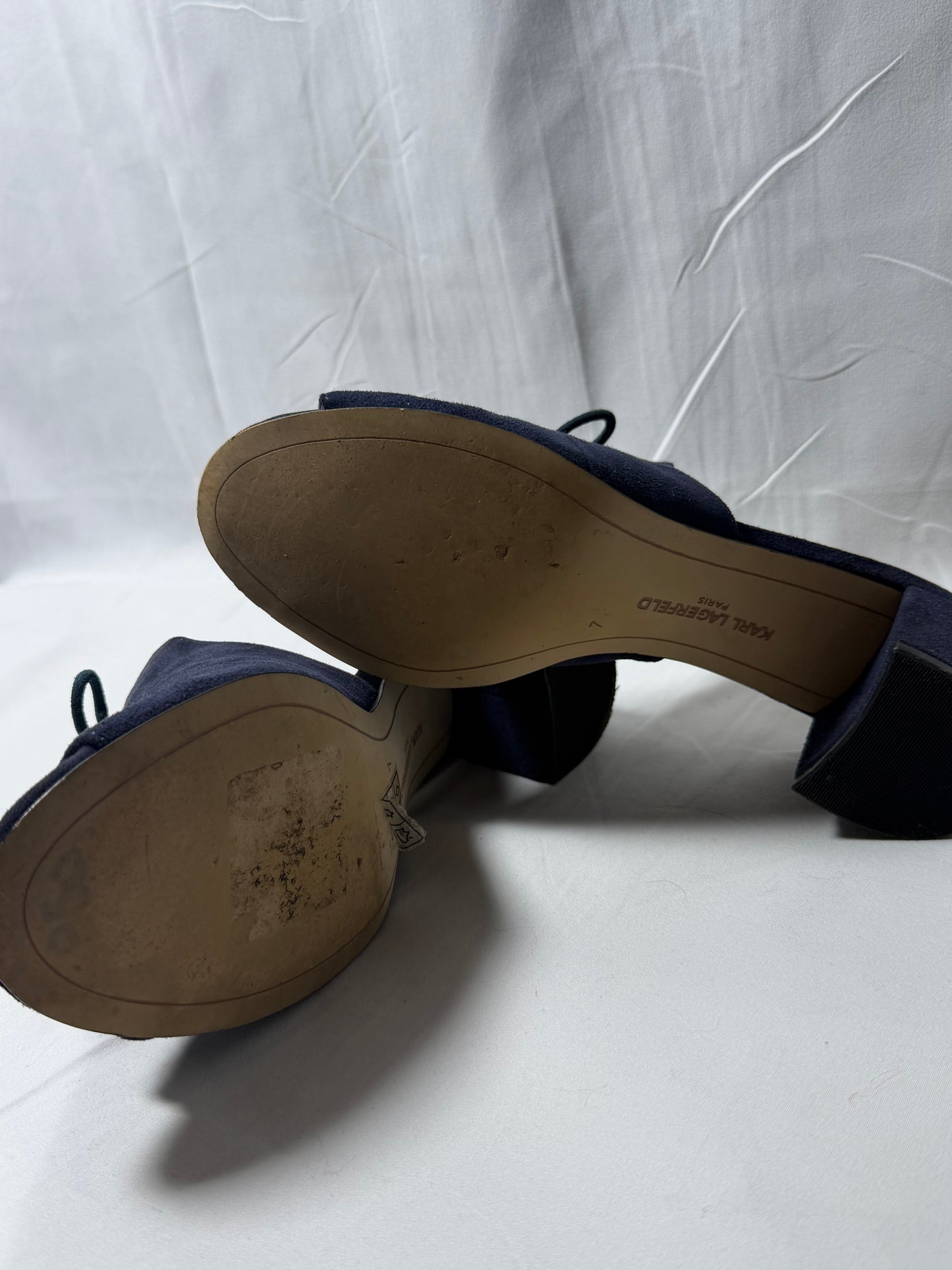 Karl Lagerfeld Blue Suede Open Toe Shoes
