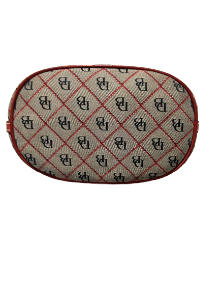 Dooney and Bourke Grey and Red Canvas Hobo Bucket Bag