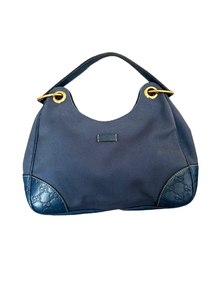 Gucci Blue Canvas Hobo Bag