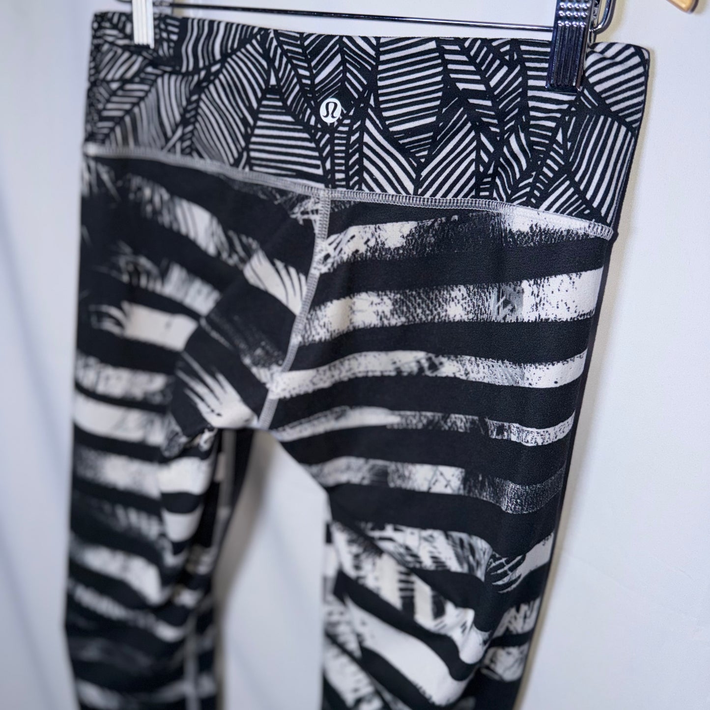 Lululemon Black and White Striped Leggings