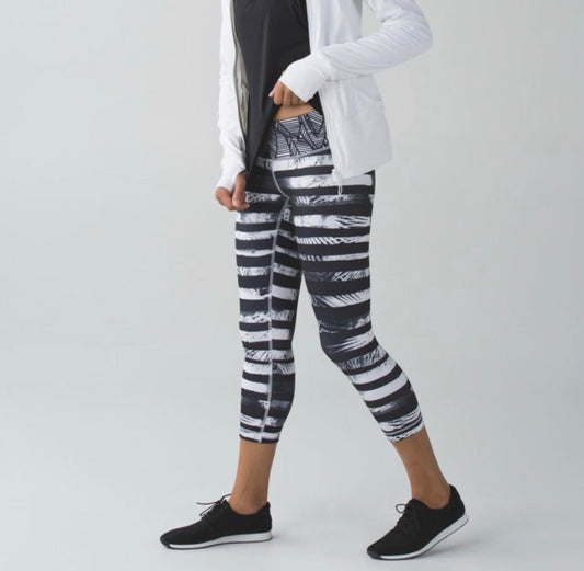 Lululemon Black and White Striped Leggings