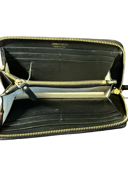 Jimmy Choo Black Long Zippy Wallet